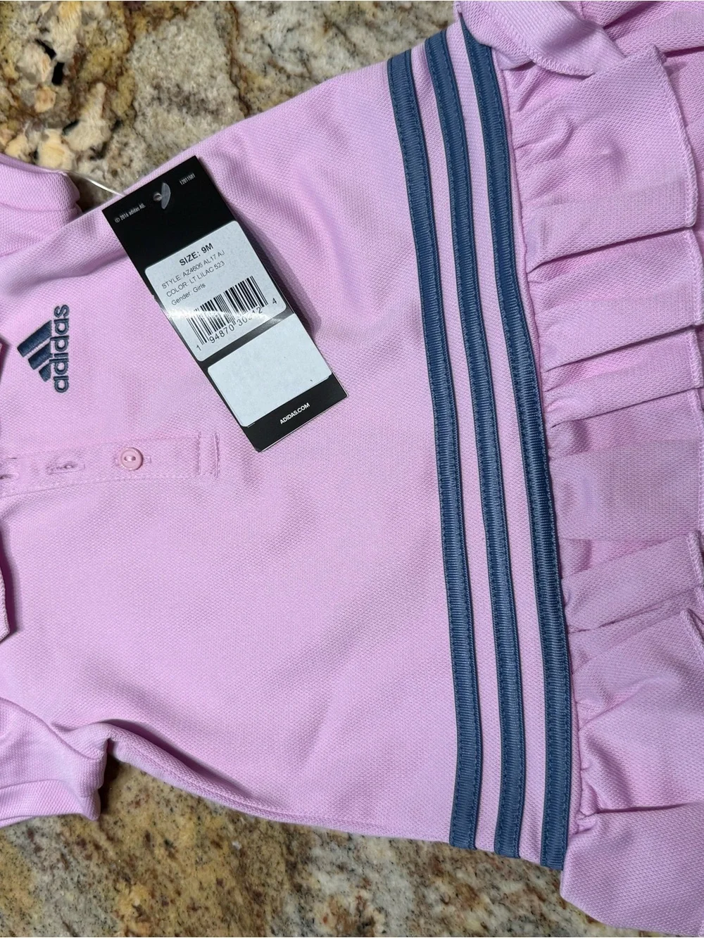 adidas Pink Infant 3-Stripes Polo Dress